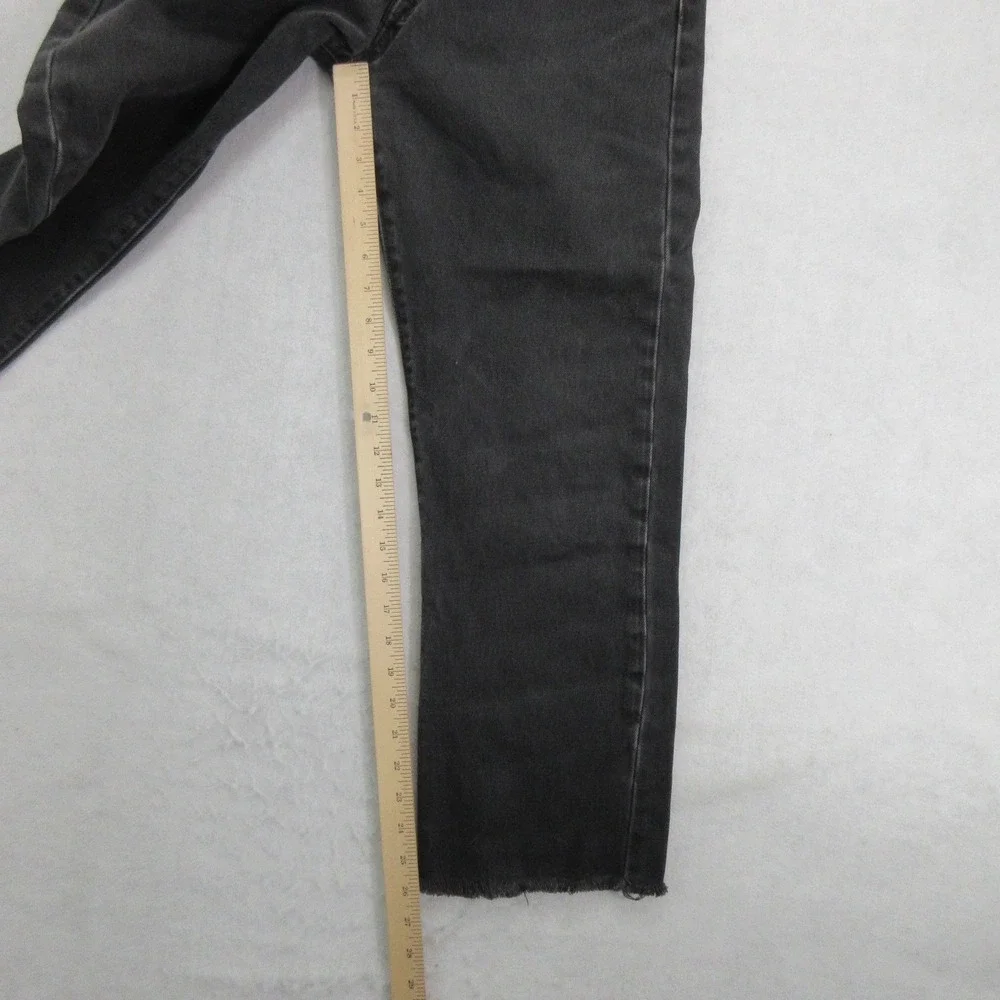 Levis 501 Mens 33x26 Black Jeans Button Fly Raw Hem Cropped